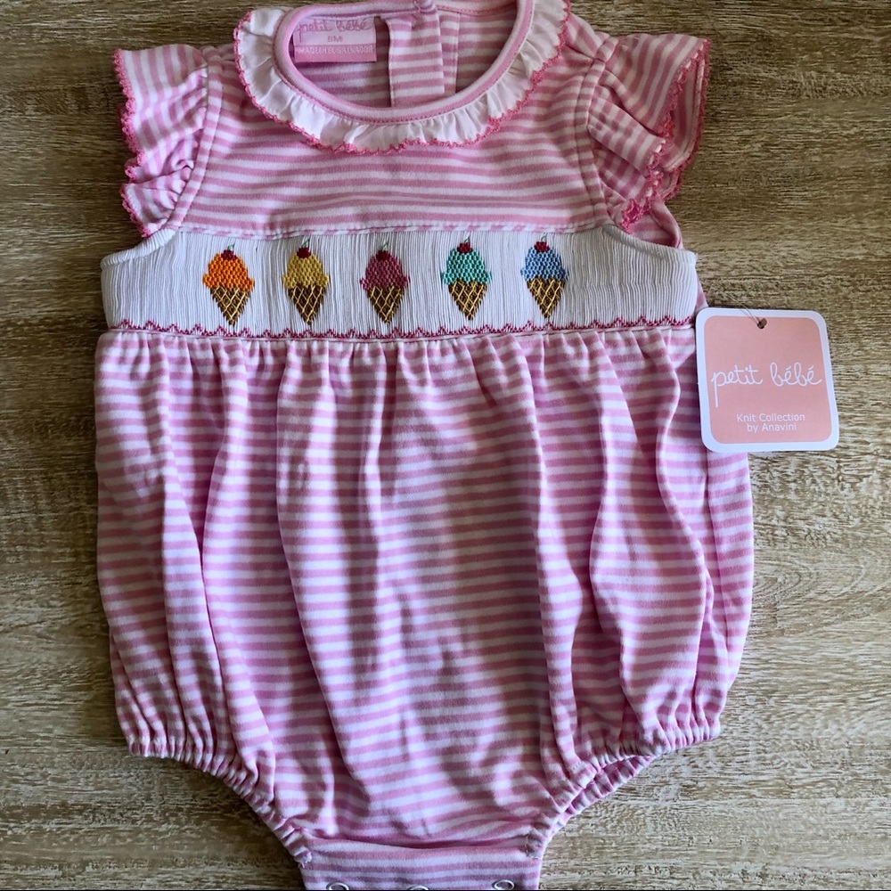 Petit Bebe smocked ice cream bubble